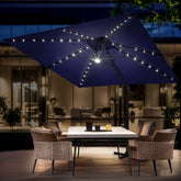 Pellebant 11x9ft Aluminum Dual Top Crank Cantilever Patio Umbrella with Lights